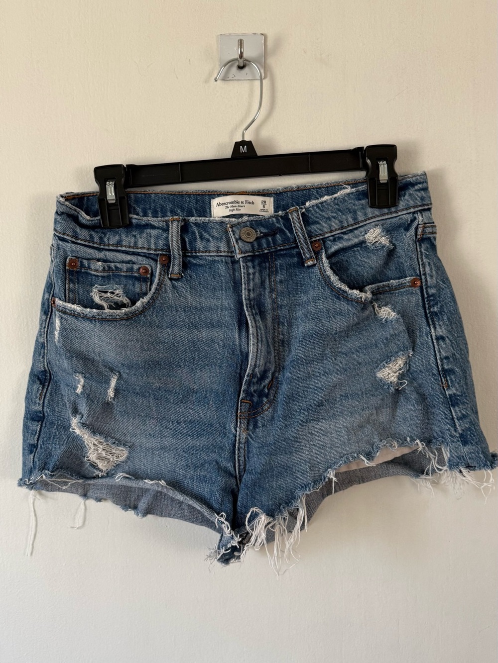 Abercrombie & Fitch Distressed Light Blue Denim Cutoff Shorts